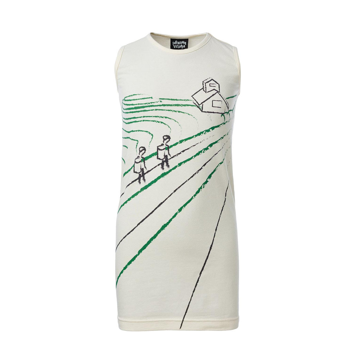 Off-White T-Shirt Dress with Rice Paddy - Infantium Victoria