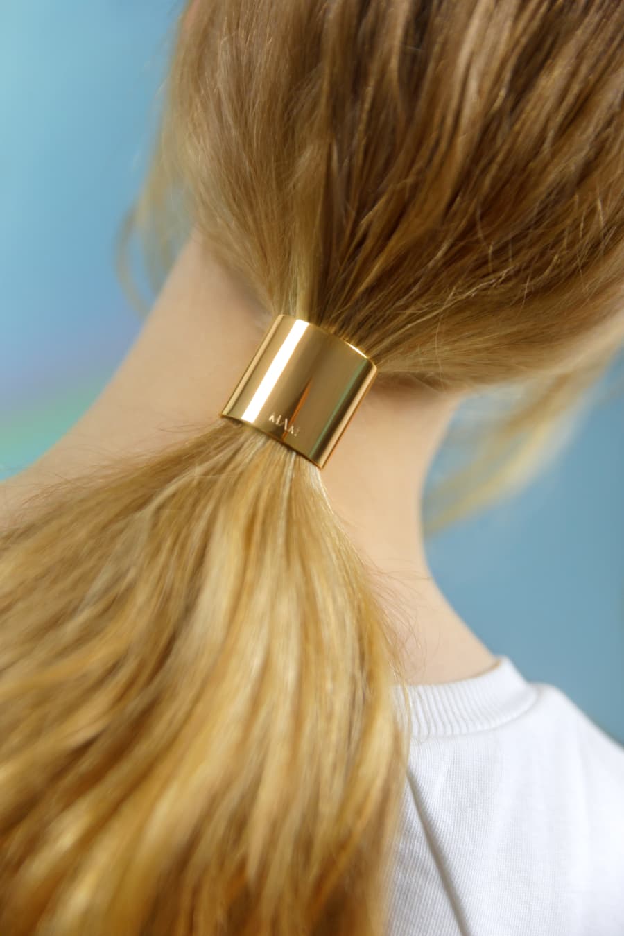 Extra short gold hair cuff for ponytail - Mam