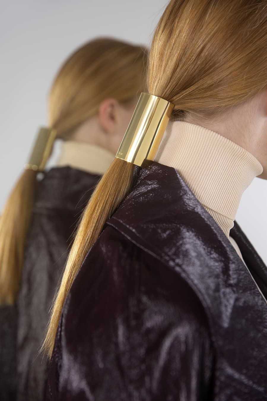 Short gold hair cuff for ponytail - Mam