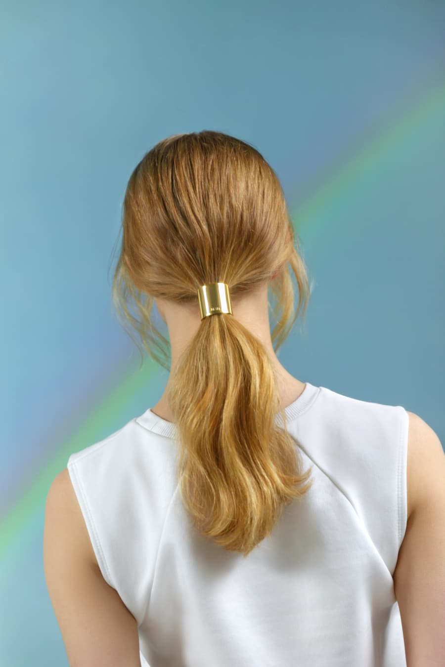 Extra short gold hair cuff for ponytail - Mam