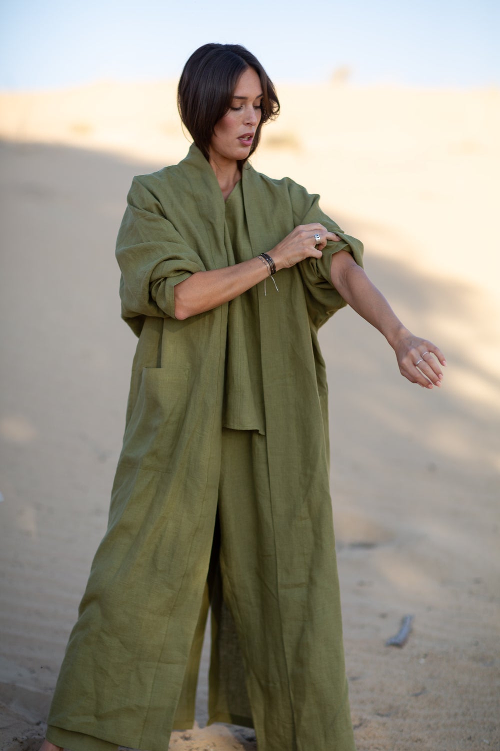 Olive Linen Pant Suit - Nature Hedonist