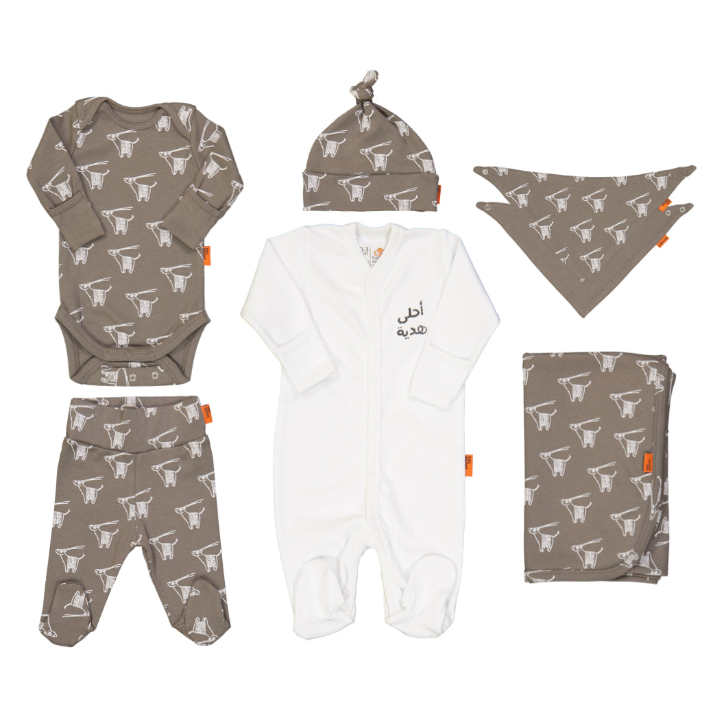 Organic 6-Piece baby set packed in a box - Baby Elephant Organic Wear