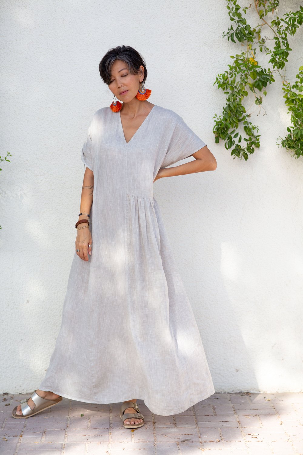 Oatmeal dress with coat - Nature Hedonist