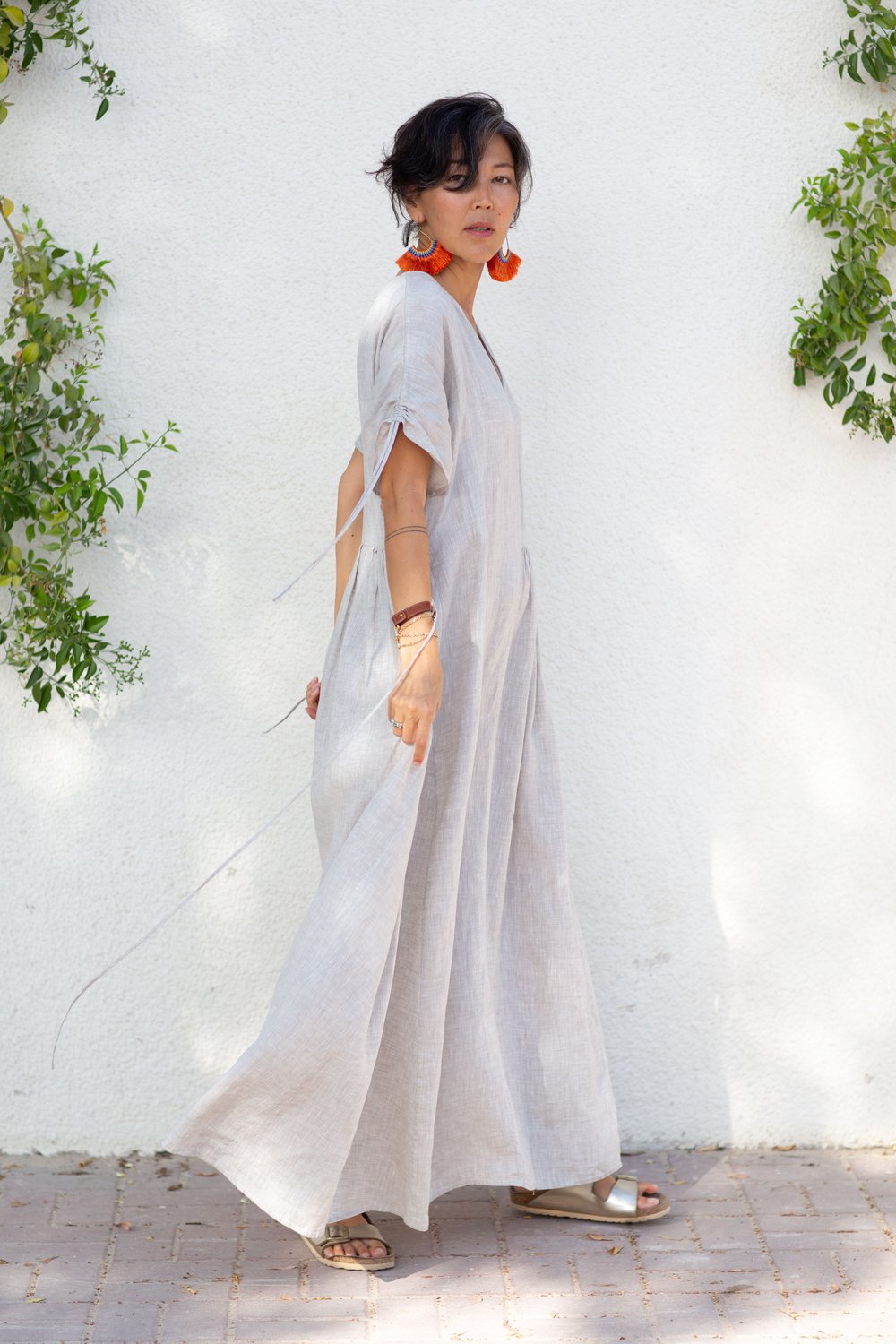 Oatmeal dress with coat - Nature Hedonist