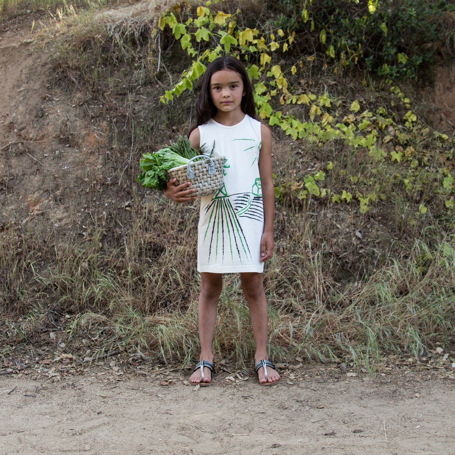 Off-White T-Shirt Dress with Wind Mill - Infantium Victoria
