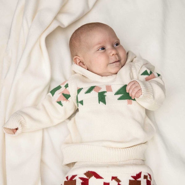 Off White Knitted Baby Hoodie - Infantium Victoria