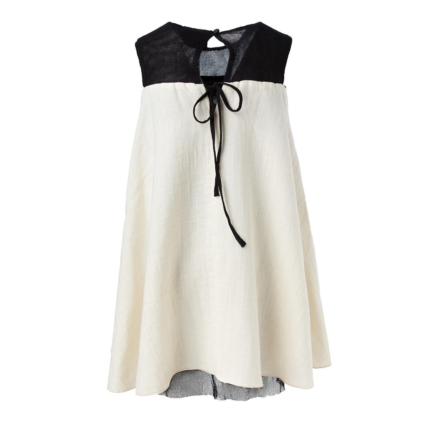Off-White Babydoll Dress with Mesh Lining - Infantium Victoria