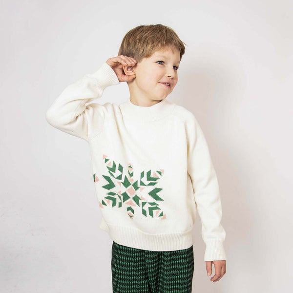 Off White Knitted Sweater with Snowflake - Infantium Victoria
