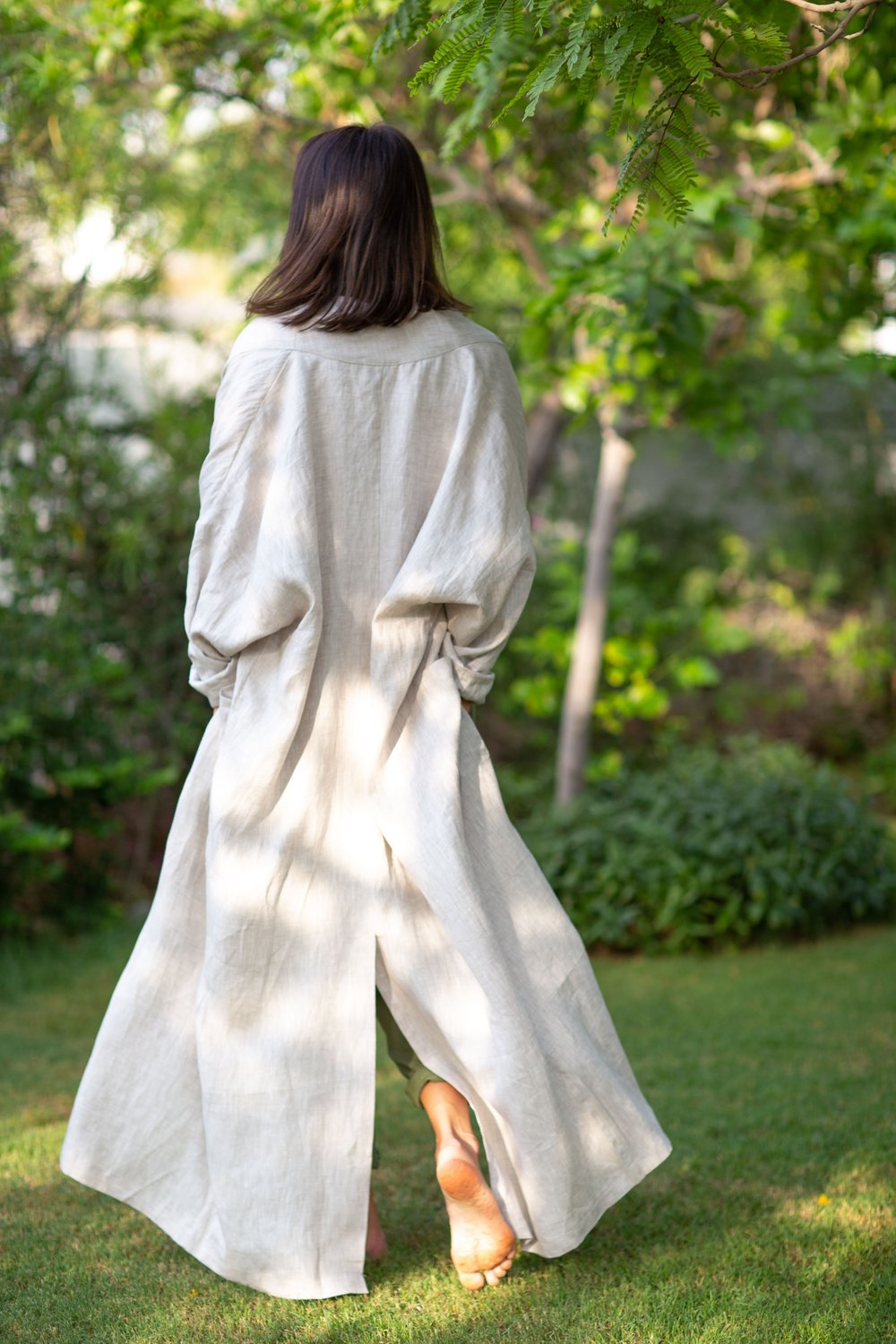 Oatmeal dress with coat - Nature Hedonist