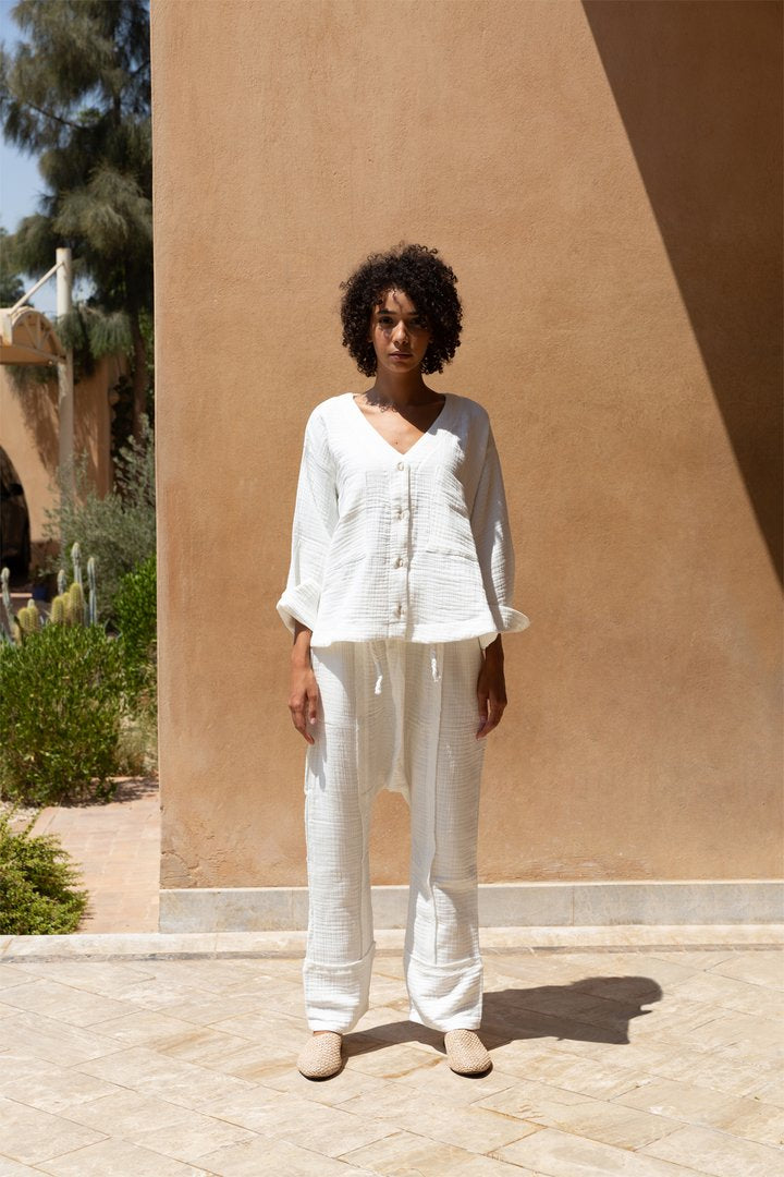 Cotton Muslin Relaxed Pant Set - Maya Eco