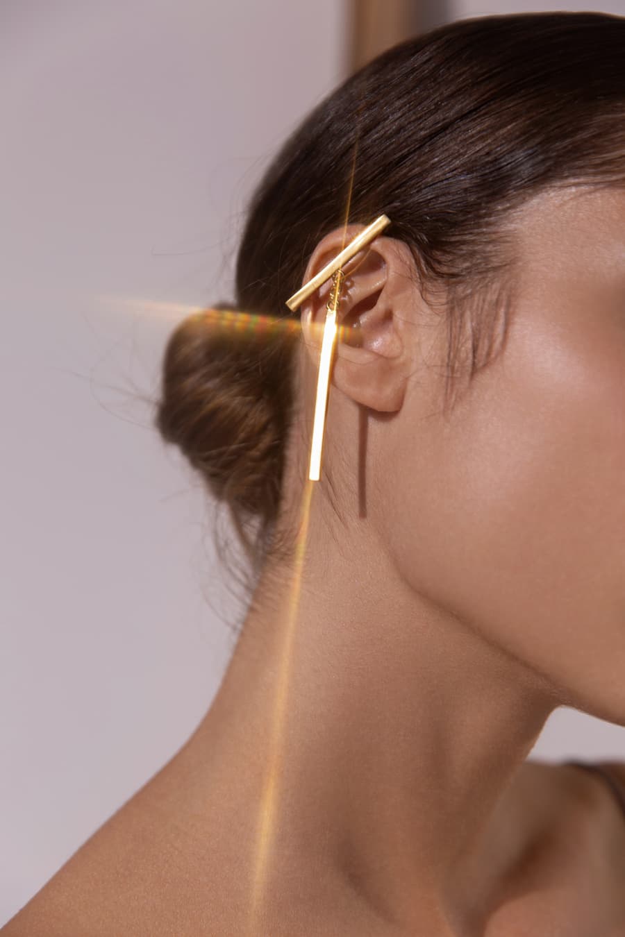 T shaped bar ear cuffs with joint chain - Mam