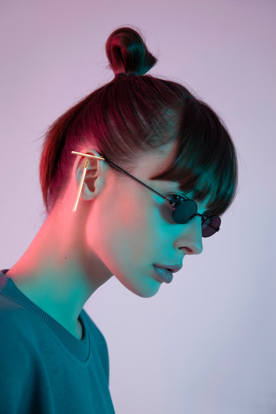 T shaped bar ear cuffs with joint chain - Mam