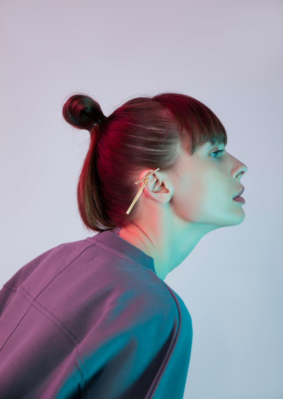 T shaped bar ear cuffs with joint chain - Mam