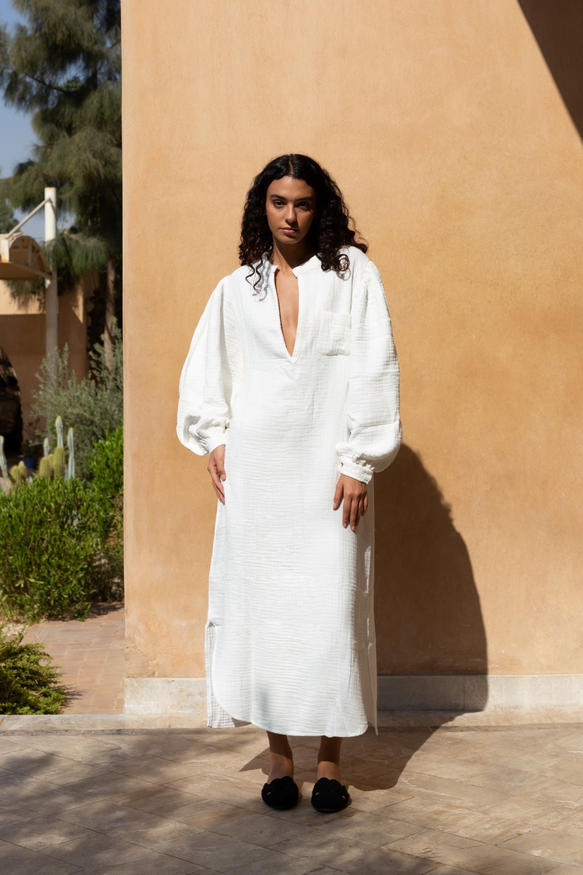 Cotton Muslin Maxi Shirt Dress - Maya Eco
