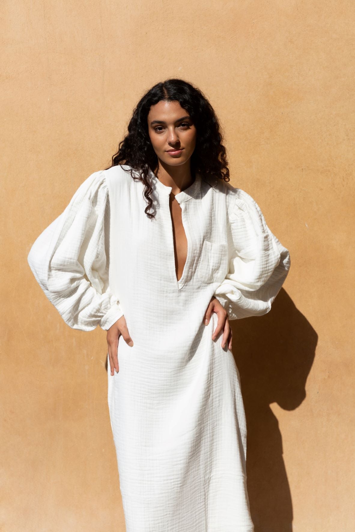Cotton Muslin Maxi Shirt Dress - Maya Eco