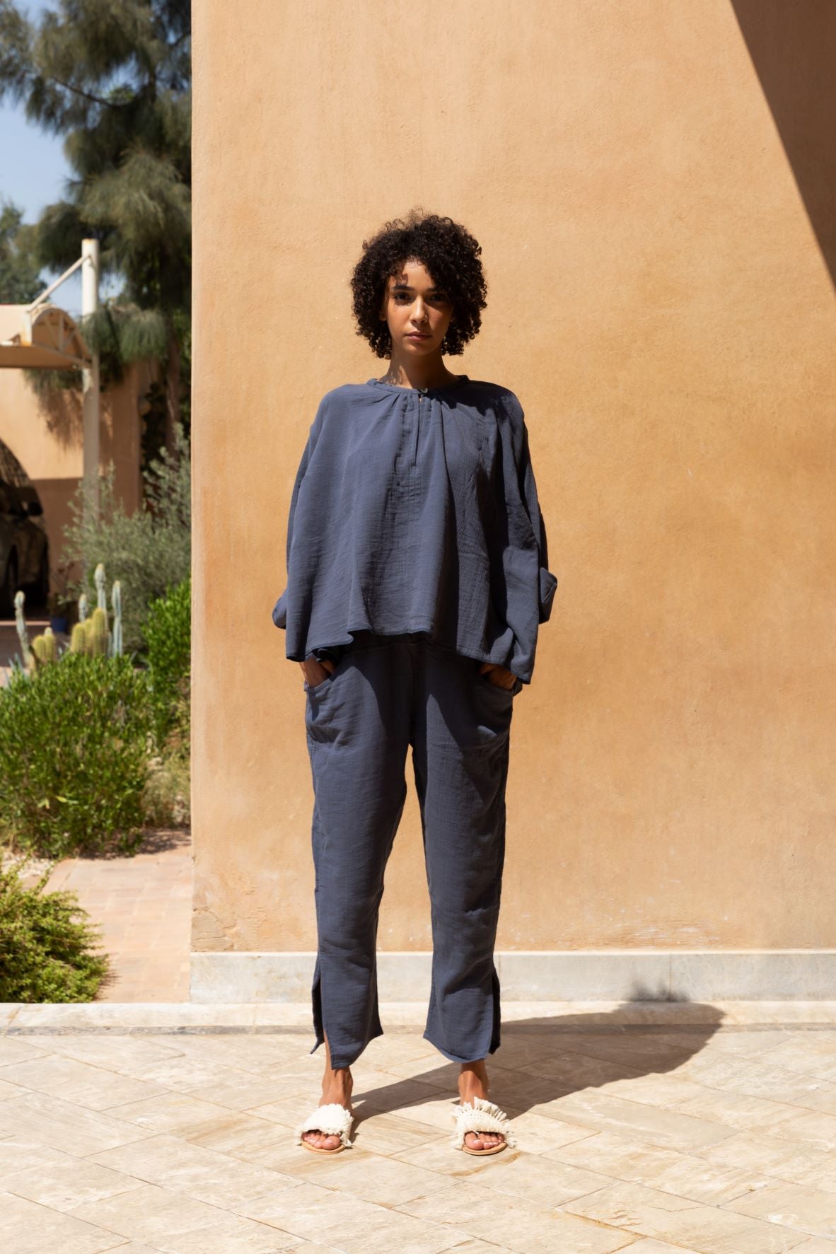 Cotton Muslin Lounge Pants Set - Maya Eco