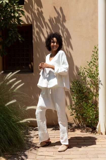 Cotton Muslin Relaxed Pant Set - Maya Eco