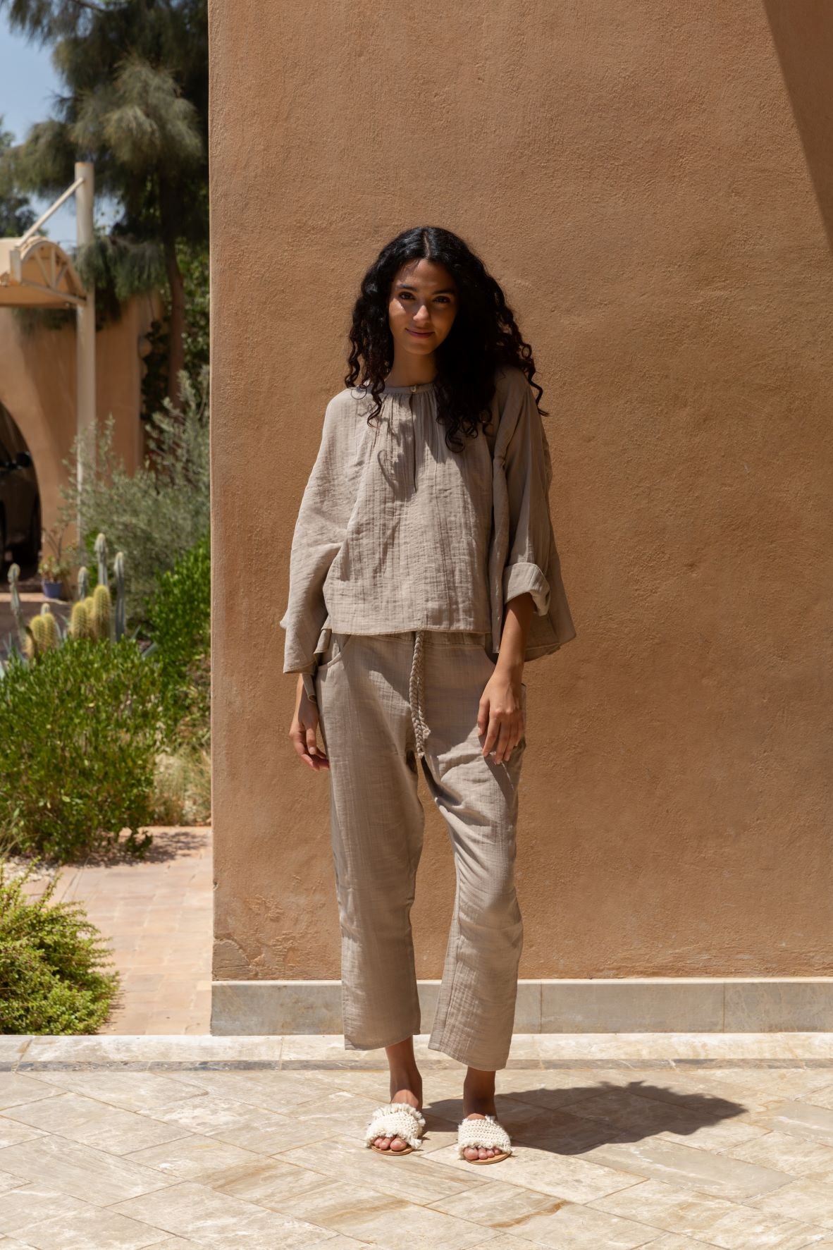 Cotton Muslin Lounge Pants Set - Maya Eco