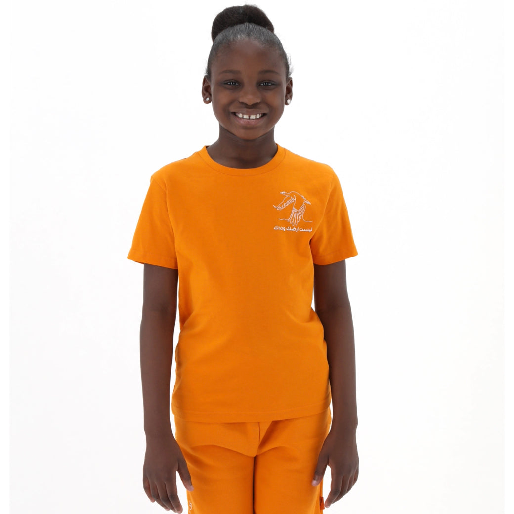 Kids Tee Orange Houbara Bustard - Baby Elephant Organic Wear