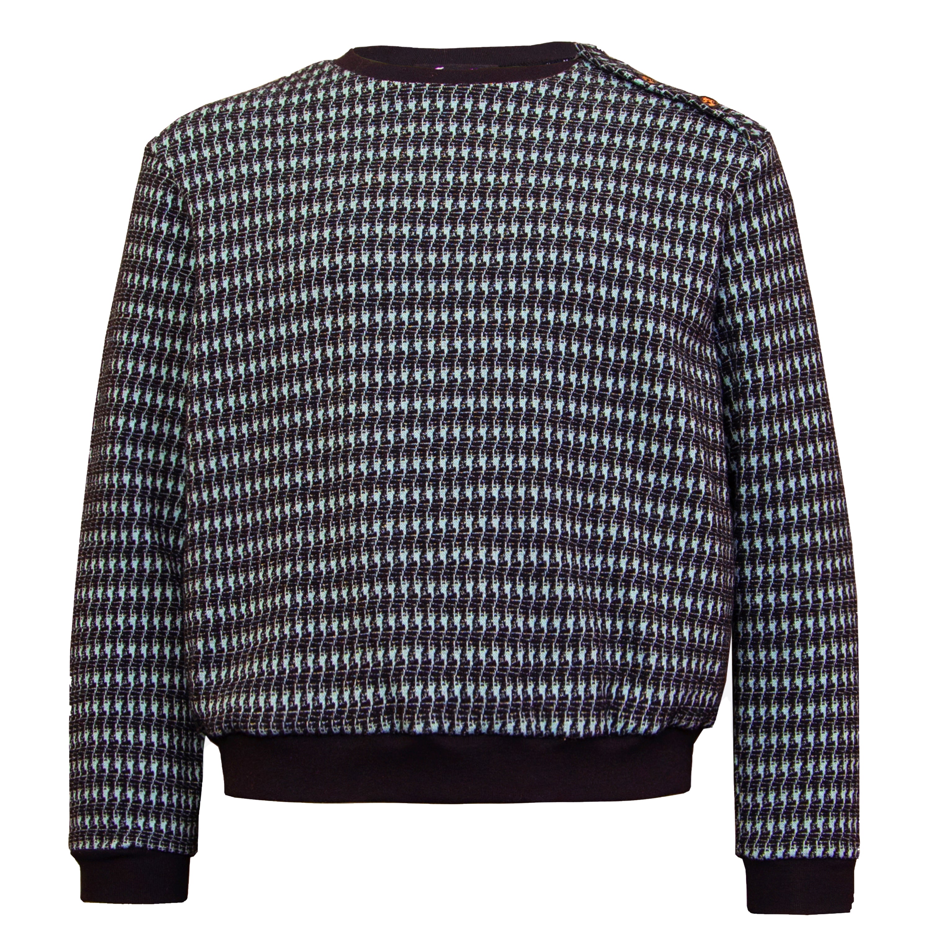 Pied De Poule Black and Blue Cotton Sweatshirt - Infantium Victoria