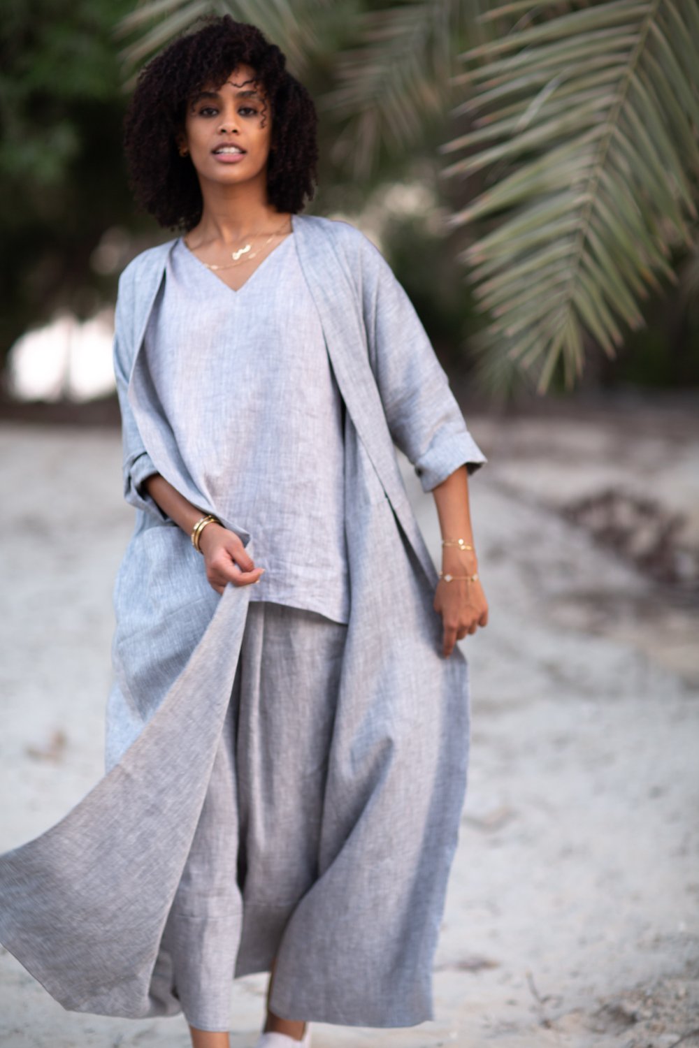 Grey Linen Pant Suit - Nature Hedonist