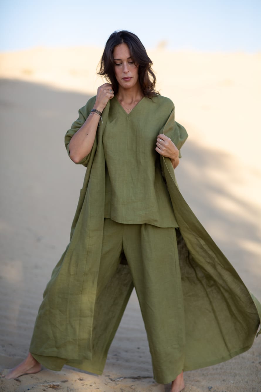 Olive Linen Pant Suit - Nature Hedonist
