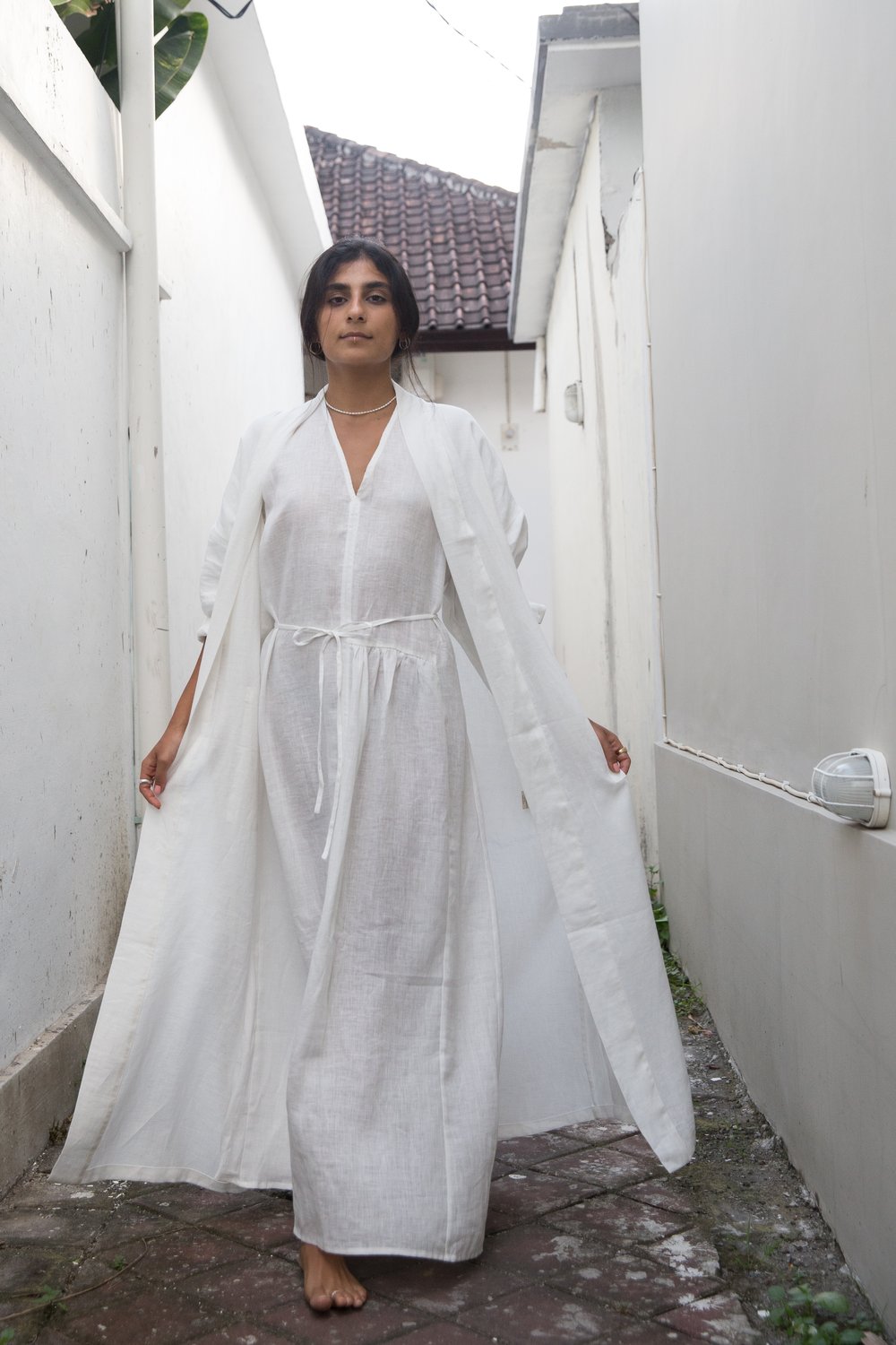 White dress with coat - Nature Hedonist