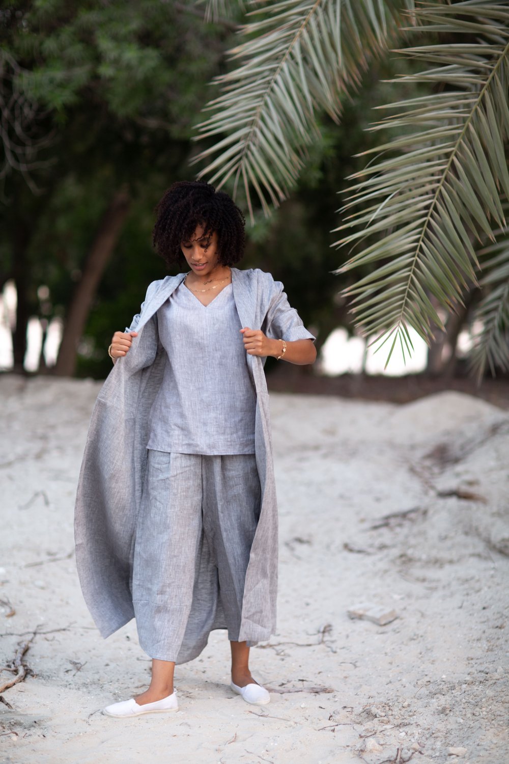 Grey Linen Pant Suit - Nature Hedonist